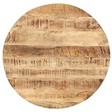 vidaXL Mangoholz Massiv Tischplatte Massivholzplatte Holzplatte Ersatztischplatte Holz Platte für Esstisch Esszimmertisch Rund 25-27mm 80