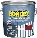Bondex Holzfarbe für Außen, 2,5 L, Schwedenrot, für ca. 25 m², Wetter- & UV-beständig, atmungsaktiv, seideng