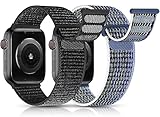 UpNeioco 2 Stück Nylon Loop Armband Kompatibel mit Apple Watch 44mm 45mm 42mm 49mm-Sport Klettverschluss Armband Herren Damen, Stoff Geflochtenes Ersatz Band für iWatch Series 9 SE 8 7 6 5 4 3 2 U