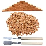 Woohome 500 Stück Mini Ziegel Miniatur Ziegel 1:16 Mini Modellziegel Gebäude Ziegelsteine Mini Kleine Ziegel mit Schaber für Diorama Fairy Garten Dek
