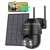 COOAU Überwachungskamera Aussen Solar Akku - Kamera Überwachung Außen - 2K PTZ 355°/90° Kabellos WLAN IP Kamera​Outdoor mit Smart Bewegungsmelder | Farbige Nachtsicht | WiFi Weitwinkel C