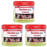 fischer DUOPOWER 8 x 40, handliche Runddose mit 80 Universaldübeln, leistungsstarker 2-Komponenten-Dübel, Kunststoffdübel zur Befestigung in Beton, Ziegeln, Stein, Gipskarton uvm. (Packung mit 3)