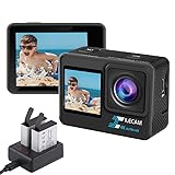 Xilecam Action Cam 4K WiFi wasserdichte Kamera 4*Zoom Dual-Bildschirm 131FT wasserdichte Unterwasserkamera mit 2X 1350mAh Akku und Multifunktionale Zubehörtasche (4K)