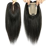Echthaar-Topper zum Anklipsen, für Frauen mit ausdünnendem Haar, 9 x 14 cm, Seidenb