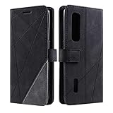 SONWO Hülle für Oppo Find X2 Pro, Premium Leder PU Handyhülle Flip Case Wallet Silikon Bumper Schutzhülle Klapphülle für Oppo Find X2 Pro, Schw