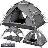 DEWUR Camping Zelt Pop Up Zelt 4 Personen Wasserdicht Kuppelzelt Familie Zelt Strandzelt Pavillonzelt Schattenzelt Sonnen UV-Schutz für Trekking, Camping, Outdoor, F