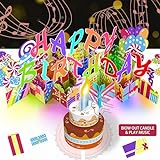Geburtstagskarten für Frauen und Kinder – 3D-Pop-Up-Musikgeburtstags-Geschenkkarte mit Musik, Lichtern und blasbarer Kerze – lustige Happy Birthday Grußkarten für Mädchen und Jungen, mit Umschläg