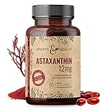 Astaxanthin 12 mg Depot Softgel Kapseln mit Oxidationsschutz - 4 Monatsvorrat - 60 Gel Caps - Mit Vitamin E - inkl. Nachweisanalyse in den Produktb