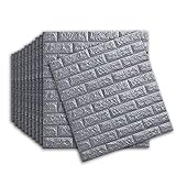 3D Wandpaneele Selbstklebend Tapete Steinoptik Ziegel Tapete Wandaufkleber Wasserdicht für Schlafzimmer Wohnzimmer Badezimmer Küche (Silber-grau 10 Stück)