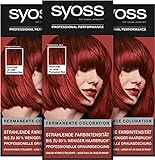 Syoss Color Coloration 5-72 Pompeian Red Pantone 18-1658 (3 x 115 ml), Pantone-inspirierte permanente Haarfarbe, bis zu 80 % weniger Haarbruch, professionelle Grauabdeckung