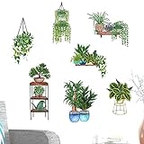 BUXTOM Wandaufkleber für Bauernhaus, Pflanzenwandaufkleber für Zuhause,3D-Kunstaufkleber, Dekor, abnehmbare grüne Pflanzenaufkleber - Grüne Blätter, Heimdekoration, Pflanzenaufkleber, ab