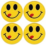 Set mit 4 – leckeren Gesicht – Emoji – zum Aufnähen – bestickter Aufnäher/Abzeichen/Emb