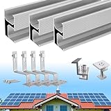 Warmfay Solar Halterung Ziegeldach Montageset, Erweitert Photovoltaik Montageschiene Dachhaken Solarpanel Halterung für 2 Module, Alu Solarmodul Halterung Ziegeldach Anwendbar Solarmodule Dick 30-35