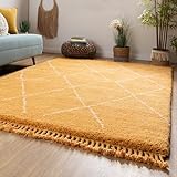 Steffensmeier Berber Teppich Boumia | Wolle (Schurwolle), Gelb, Größe: 170x240 cm, Original aus Marokko, Teppich für Wohnzimmer, S