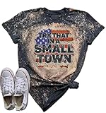 LANMERTREE Try That in A Small Town Shirt Country Music American Flag Damen Kurzarm T-Shirt Graphic Tee Shirt, Grau gebleicht, X-Groß