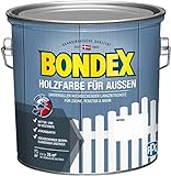 Bondex Holzfarbe für Außen, 2,5 L, Weiß, für ca. 25 m², Wetter- & UV-beständig, atmungsaktiv, seideng