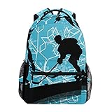 Eishockey Spieler Sport Schulrucksack für Jungen Mädchen Kinder Reisetasche Bookbag