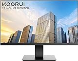 KOORUI 22 Zoll Computer Monitor, Desktop Gaming Monitor, FHD 1080P, 75Hz, Eye Comfort, sRGB 99% Farbumfangs, (Ultradünne Blende, HDMI, VGA, Neigbar, VESA 75x75), PC B