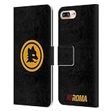 Head Case Designs Offizielle AS Roma Schwarz Und Gold Crest-Grafiken Leder Brieftaschen Handyhülle Hülle Huelle kompatibel mit Apple iPhone 7 Plus/iPhone 8
