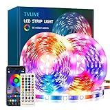 TVLIVE LED Strip 10M, RGB LED Streifen, LED Band mit Fernbedienung, App-Steuerung, Sync Musik, Farbwechsel, LED Lichterkette für die Beleuchtung von Haus, Wohnzimmer, Kü