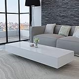 KRHINO Beistellmöbel für Wohnzimmer, rechteckiger Couchtisch aus Fiberglas, weiß, glänzend, für Wohnzimmer, Esszimmer, einfache Montage, ideal zum Kombinieren in Wohn- und S