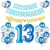 Bluelves 13. Geburtstag Deko Blau, 13. Geburtstagsdeko Luftballons, 13 Jahr Geburtstag Ballon, Offizielle Teenager Girlande, Happy Birthday Girlande für Jungen Geburtstag Party