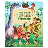 Depesche 12073 World Mini Dino-Kindergarten-Freundebuch im Dinousaurier-Look, mit 96 verzierten Seiten zum Eintragen für Freunde, Mehrfarbig