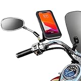 VM Tech wasserdichte und stabile Smartphone-Halterung mit Touchscreen-Bedienbarkeit für Motorrad und Roller, 360°-Drehbar durch Kugelgelenk, Rückseitiges Fenster ermöglicht V