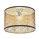 Lindby Deckenlampe 'Yonah' (Landhaus, Vintage, Rustikal) in Gold/Messing aus Textil u.a. für Wohnzimmer & Esszimmer (1 flammig, E27) - Deckenleuchte, Lampe, Wohnzimmerlamp