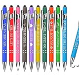 NICEWAT 10 Stück Kugelschreiber mit Gravur, Inspirierende Einziehbare Kugelschreiber, Kugelschreiber für Touchscreens verwendet werden können,Metall Kugelschreiber für Studium, Bü