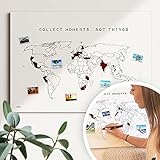Weltkarte Reiserinnerung: 'collect moments' - Reiseweltkarte zum ausmalen, Weltkarte zum pinnen - nachhaltig & handmade in Germany, Weltkarte zum rubbeln - ist out - Größe: 60x40