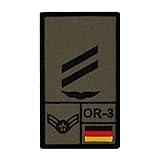 Café Viereck ® Obergefreiter Luftwaffe Bundeswehr Rank Patch mit Dienstgrad - Gestickt mit Klett – 9,8 cm x 5,6 cm (Oliv)