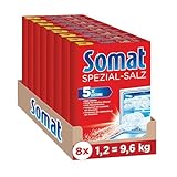 Somat Spezial-Salz (8x1,2 kg), Spülmaschinensalz für weiches Wasser, Wasserenthärter für die Spülmaschine wirkt gegen Kalk für glänzende Ergeb