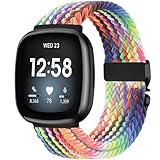 VELULYX Nylon-Geflechtband Kompatibel mit Fitbit Versa 3/Versa 4, Elastisches armband für Fitbit Sense 2/S