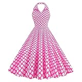 Oberteil Kleid Damen offener Rücken, hohe Taille, schlankes, großes Swing-Kleid Festliche Kleider Kurz Für Damen (1-Pink, XL)
