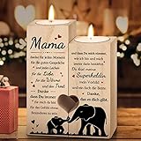 Juratar Geburtstagsgeschenk für Mama - Kerzenhalter in Herzform, personalisiertes Geschenk für Mama, umweltfreundlicher Holzkerzenhalter Mama Geschenk