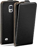 OneFlow Tasche für Samsung Galaxy S5 Mini Hülle Cover mit Magnet | Flip Case Etui Handyhülle zum Aufklappen | Handytasche Handy Schutz Bumper Schutzhülle mit Schale in Schw
