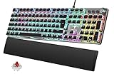 TECURS Mechanische Gaming Tastatur - QWERTZ Mechanical Keyboard mit Magnetische Handgelenkauflage, Multimedia-Tasten, 105 Tasten Kabelgebundene Rote Schalter Tastatur für PC/PS5/PS4, 19 LED M