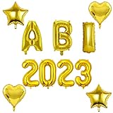 Graduation ABI 2023 Folienballon Girlande, Abitur Deko Luftballons, Ballons Gold Buchstabe, Sterne & Herzen Folien Luftballon Abschluss Deko set für die Abi-Feier/Schul Ab