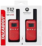 Motorola Talkabout T42 PMR-Funkgeräte ( PMR446, 16 Kanäle, Reichweite 4 km) rot , 2 Stück (1er Pack)