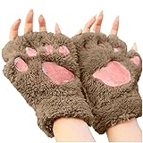 Handschuhe Warme Dicke Bärenhalbfinger-Fleece-Fingerlose Handschuhe Cartoon-Halfter-Pfote-Klaue Niedliche Handschuhe Handschuhe Katzen-Damenhandschuhe Handy