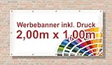 Baugerüst | PVC Banner/Werbebanner/Werbeplane | 2m x 1m | inklusive Saum und Ösen | brillanter Druck - besonders stabil - wetterfest | 510g/m² | einseitig