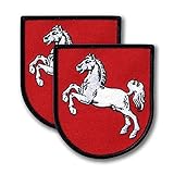 Wappen Niedersachsen - Deutschland - 2er Set - Bestickter Aufnäher / Abzeichen / Emblem - 7,1 x 7,9 cm (7,1 x 8 cm) - zum Aufbügeln /