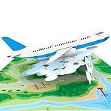 MOKIO® Pop-Up Karte Reise – Flugzeug – 3D Gutscheinkarte für einen Flug, Flugreise, Flugtickets oder Urlaub, als Geburtstagskarte oder Geldgeschenk für Urlaubsgeld, Flug Reiseg