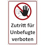 Schild Zutritt für Unbefugte verboten aus Alu/Dibond 140x200 mm - 3 mm stark