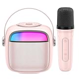 Karaoke Maschine Kinder, Tragbare Karaoke Maschine mit kabellose Mikrofone, Bluetooth Lautsprecher Box für Erwachsene Kinder mit LED Stimme wechselnde Effekte Jungen Mädchen Geschenke Heimparty