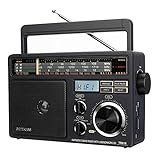 Retekess TR618 Tragbare Radio Batteriebetrieben, Kofferradio für Senioren, Weltempfänger AM FM SW, USB SD TF, Küche, für Ältere Menschen (Schwarz)
