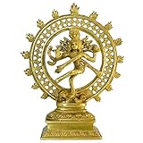 indischerbasar.de Figur Shiva Nataraja Messing Höhe 21cm Kupfer Gelb Skulptur Figur Hinduismus Buddhismus Kunsthandwerk I