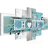 Runa Art - Bilder Home Herz 200 x 100 cm 5 Teilig XXL Wanddekoration Design Blau Grau 504551