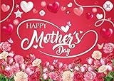 Fotohintergrund 'Happy Mother's Day', rote Liebe, Herz, Blume, bunte Nelke, Blumenfotografie, Hintergrund, Frauen, Oma, Muttertag, Geburtstag, Party, Dekoration, 2,7 x 1,5
